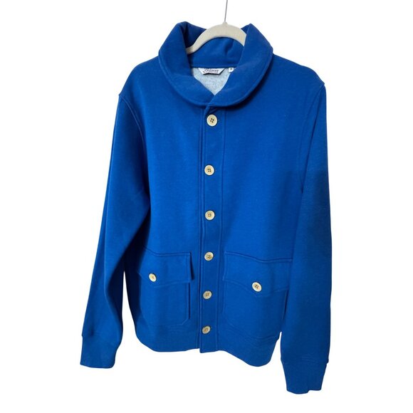 Bolivares Camilo Blue Shawl Collar Button-Up Jacket Cardigan‎ Medium 100% Cotton - Picture 2 of 8